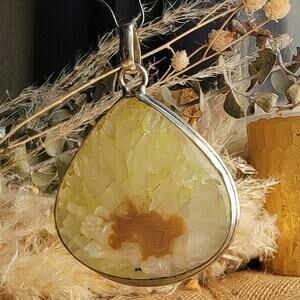 Radiant Yellow Solar Quartz Pendant, Sterling Silver Natural Gemstone Necklace